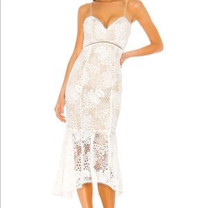 Revolve White lace midi dress